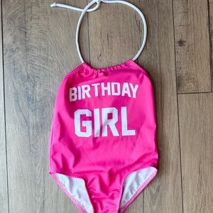 Birthday girl toddler swim suit